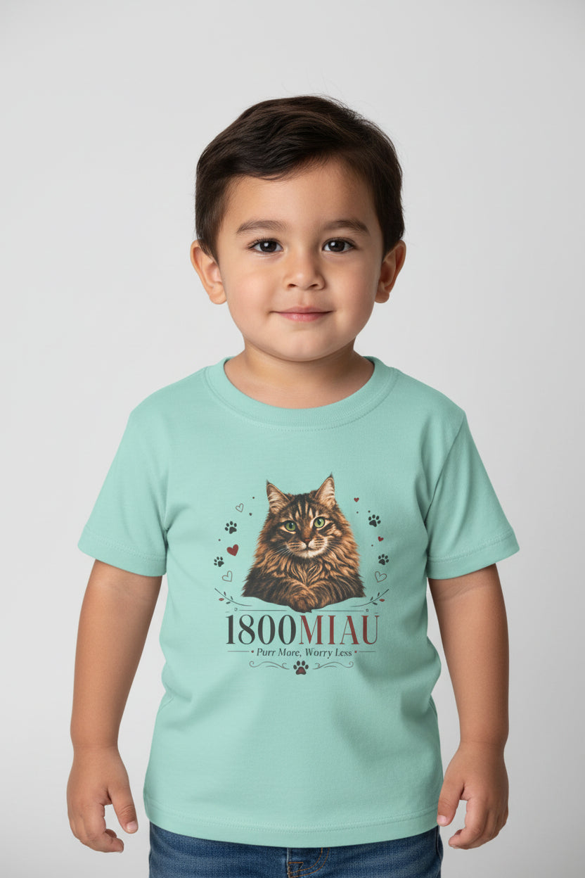 Unisex Toddler Cat Tee — 1800 MIAU Vintage Kitten Graphic Shirt