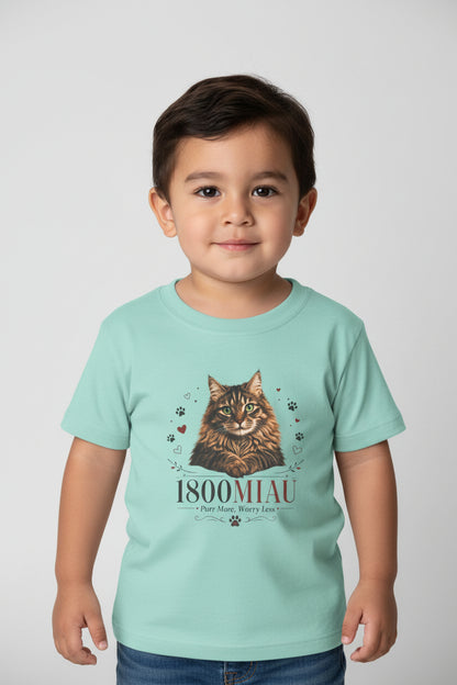 Unisex Toddler Cat Tee — 1800 MIAU Vintage Kitten Graphic Shirt