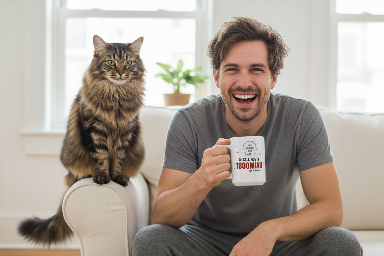 Cat Lover Ceramic Mug — “Born to Love Cat Dad” 11oz