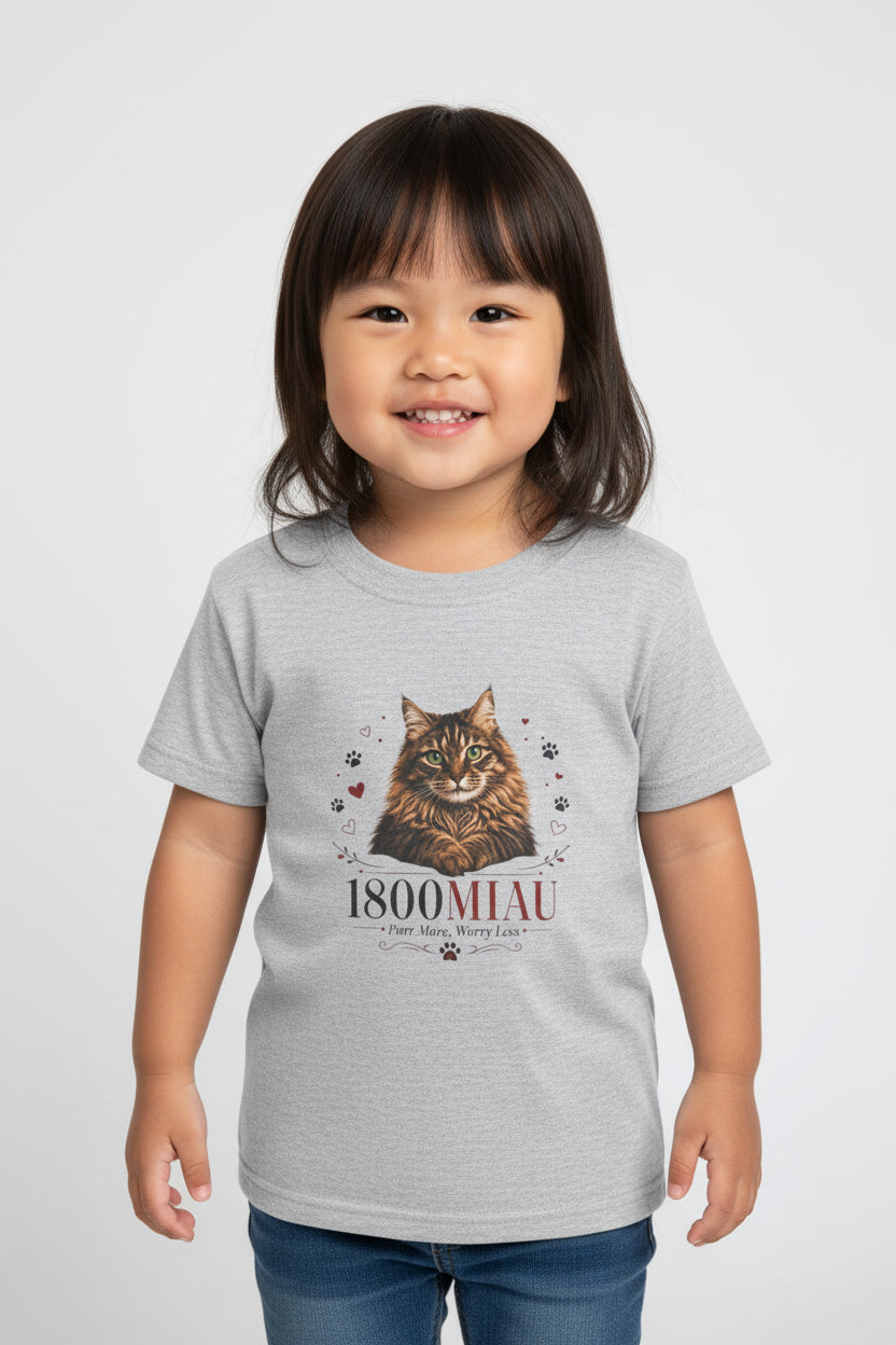 Unisex Toddler Cat Tee — 1800 MIAU Vintage Kitten Graphic Shirt