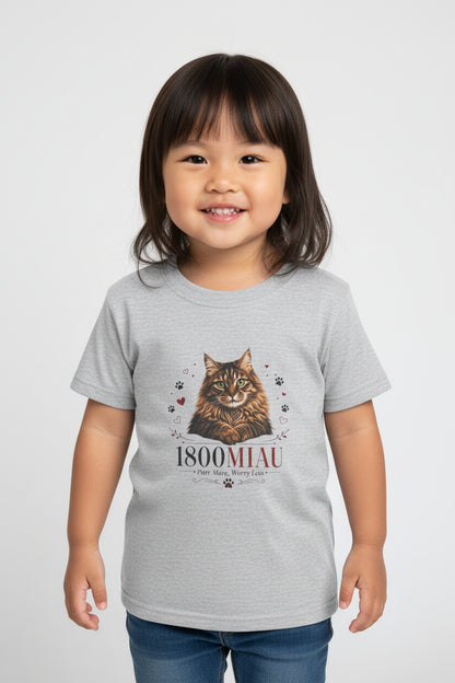Unisex Toddler Cat Tee — 1800 MIAU Vintage Kitten Graphic Shirt