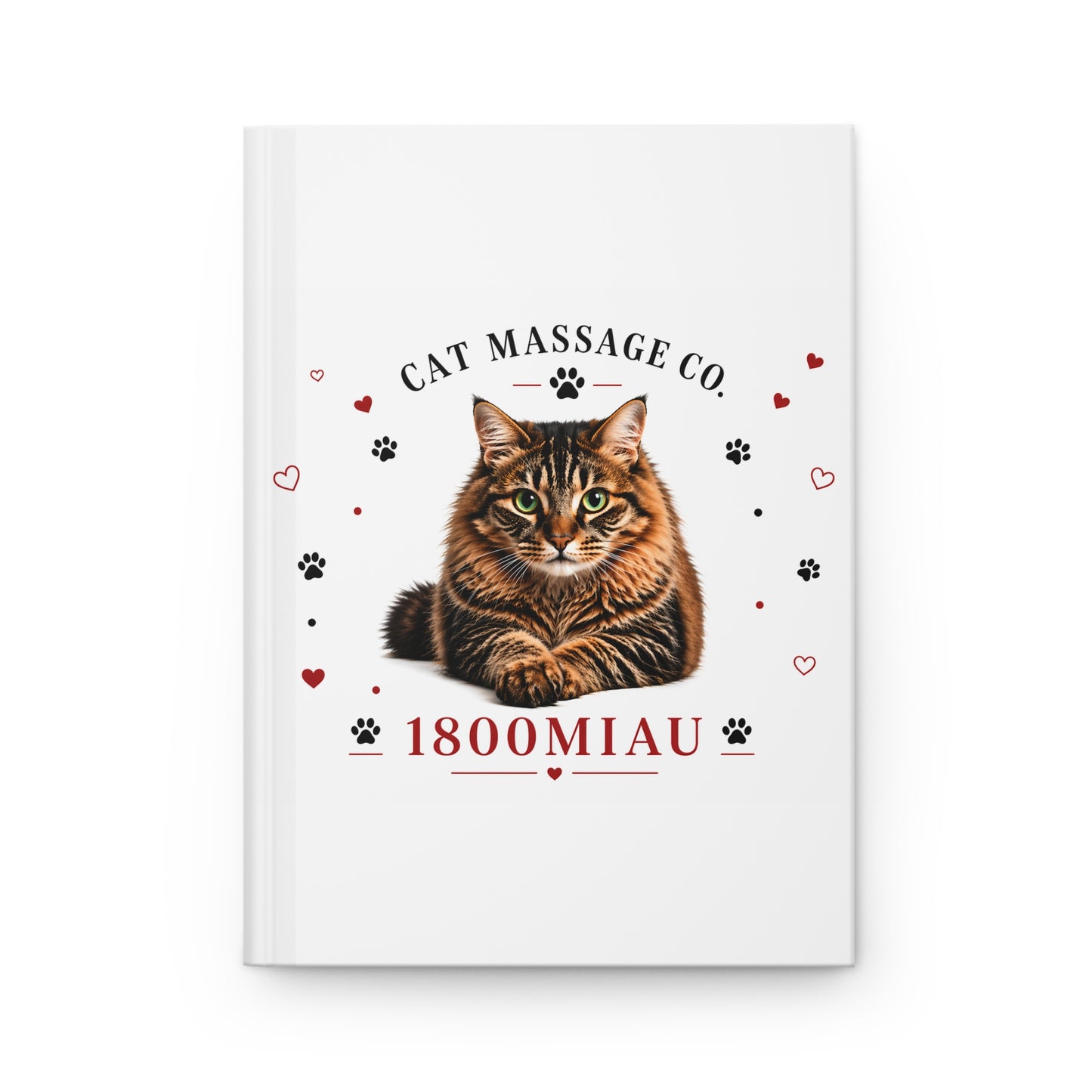 Cat Massage Co. Hardcover Journal — "Purr More. Worry Less." Cat Notebook