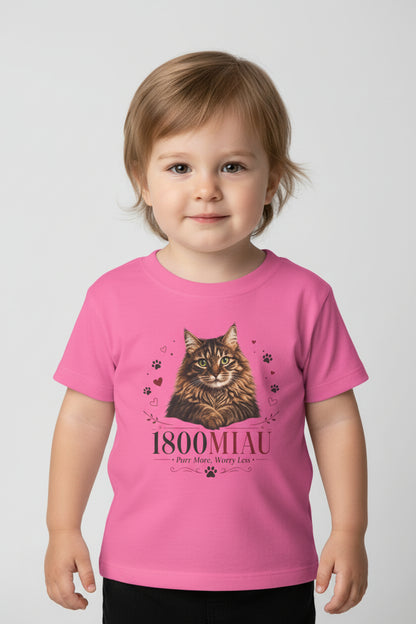Unisex Toddler Cat Tee — 1800 MIAU Vintage Kitten Graphic Shirt