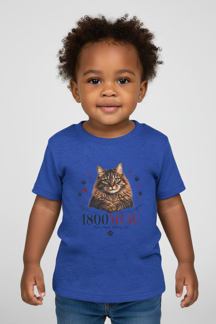 Unisex Toddler Cat Tee — 1800 MIAU Vintage Kitten Graphic Shirt