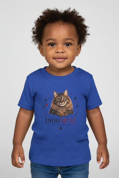 Unisex Toddler Cat Tee — 1800 MIAU Vintage Kitten Graphic Shirt
