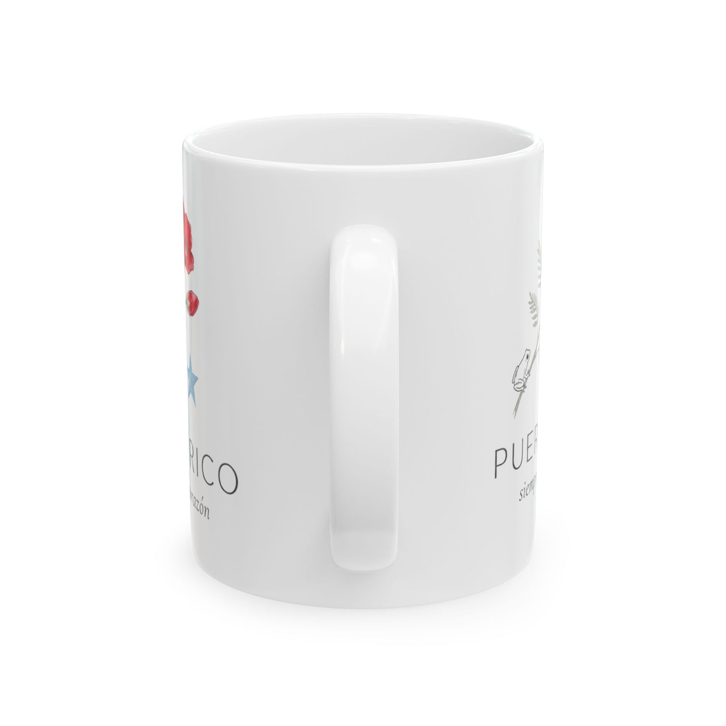 Mug Puerto Rico Siempre en mi Corazón — Taza Cerámica Floral Boricua 11oz