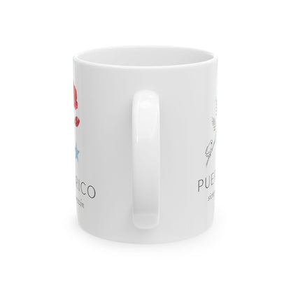 Mug Puerto Rico Siempre en mi Corazón — Taza Cerámica Floral Boricua 11oz