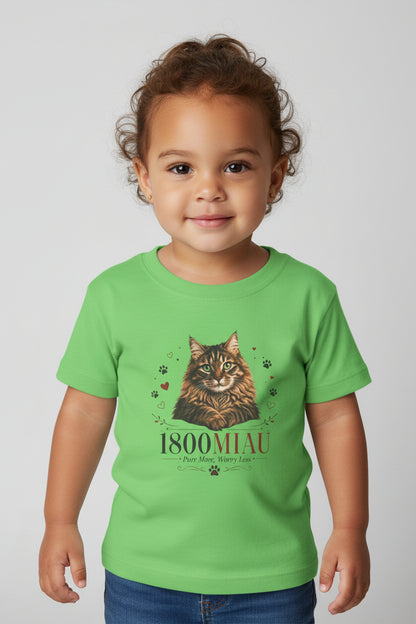 Unisex Toddler Cat Tee — 1800 MIAU Vintage Kitten Graphic Shirt