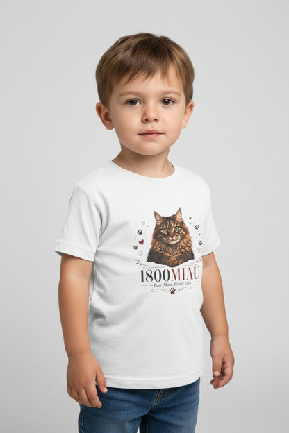 Unisex Toddler Cat Tee — 1800 MIAU Vintage Kitten Graphic Shirt