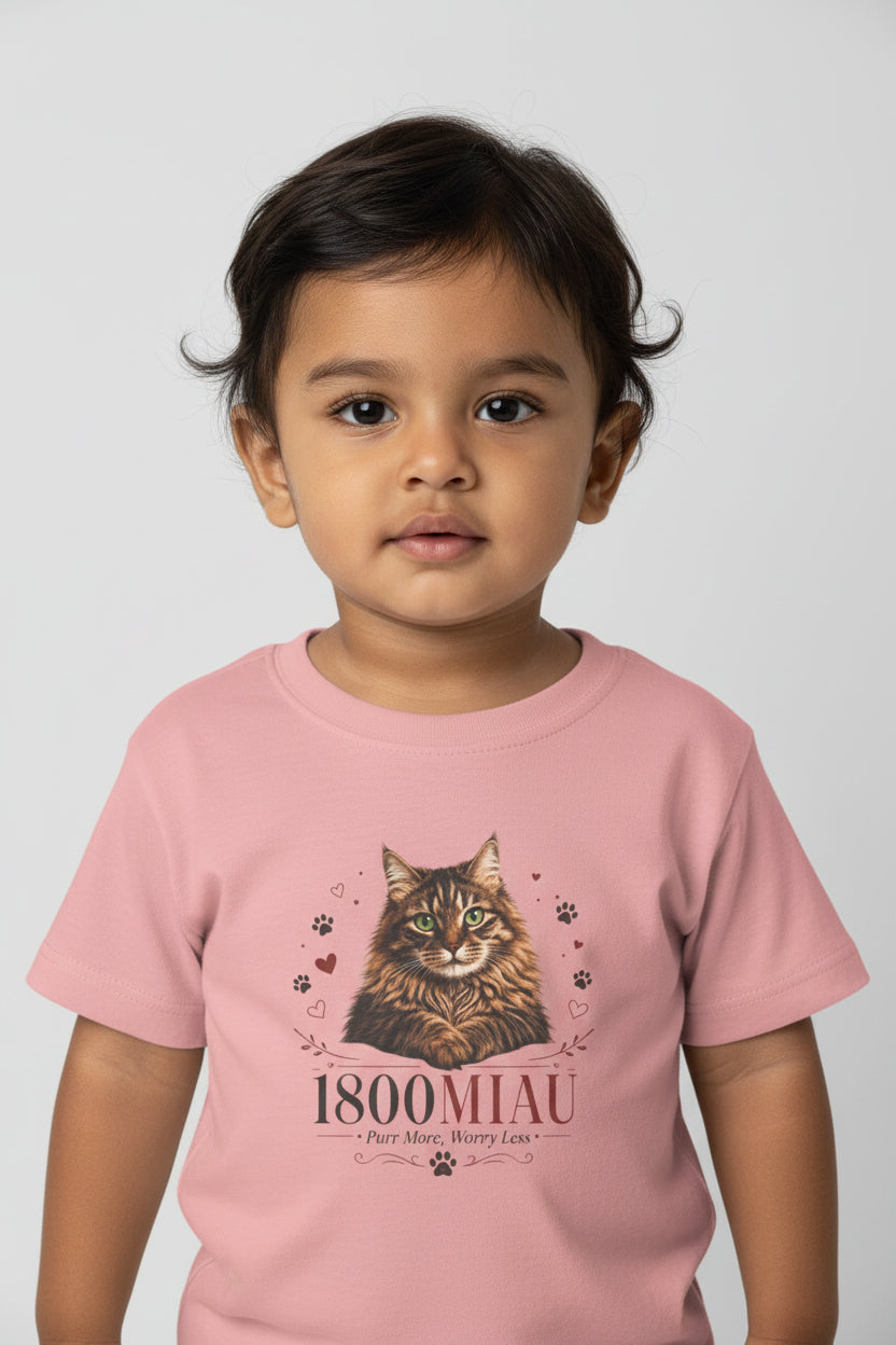 Unisex Toddler Cat Tee — 1800 MIAU Vintage Kitten Graphic Shirt