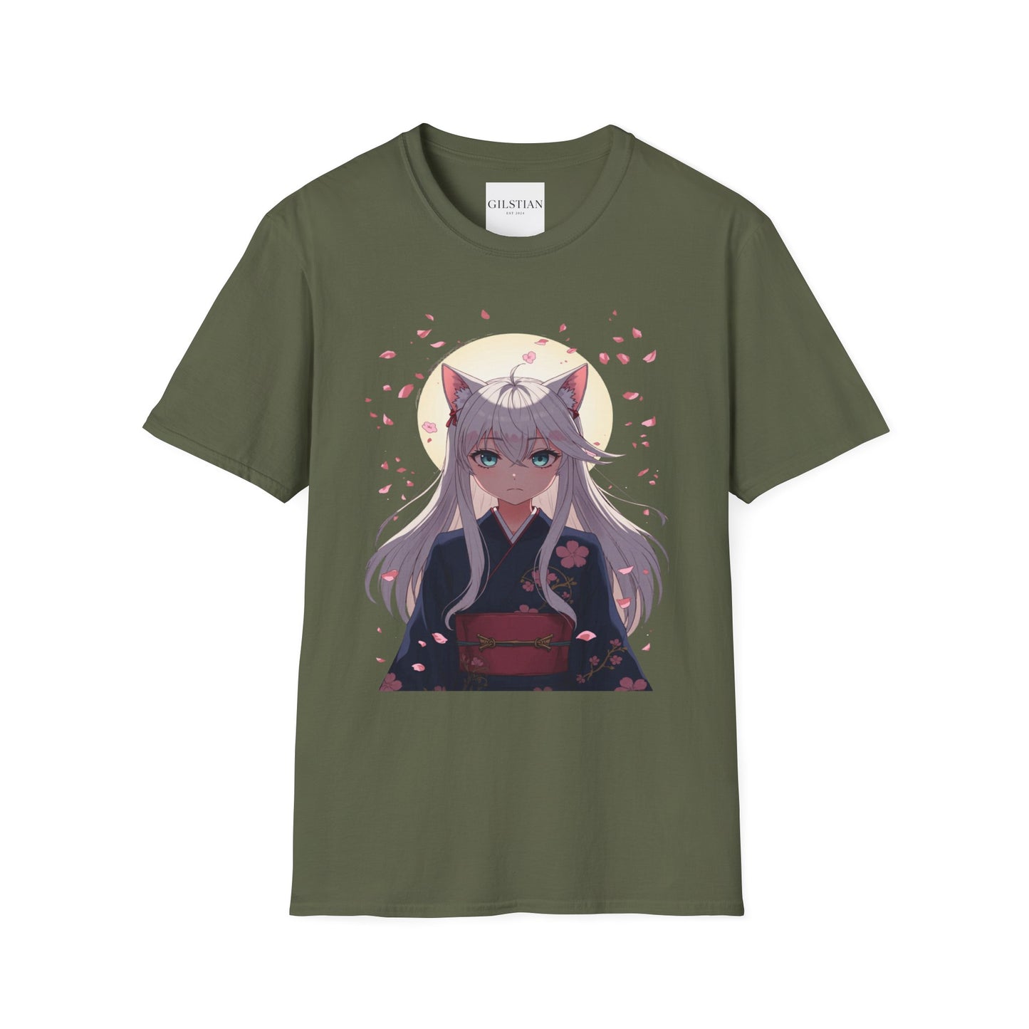 Unisex Anime Kitsune Fox Girl T-Shirt | Sakura Cherry Blossom Tee | Kawaii Aesthetic Shirt | Otaku Gift | Cotton Tee
