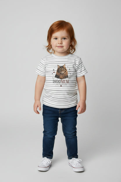 Unisex Toddler Cat Tee — 1800 MIAU Vintage Kitten Graphic Shirt