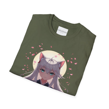 Unisex Anime Kitsune Fox Girl T-Shirt | Sakura Cherry Blossom Tee | Kawaii Aesthetic Shirt | Otaku Gift | Cotton Tee
