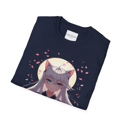 Unisex Anime Kitsune Fox Girl T-Shirt | Sakura Cherry Blossom Tee | Kawaii Aesthetic Shirt | Otaku Gift | Cotton Tee