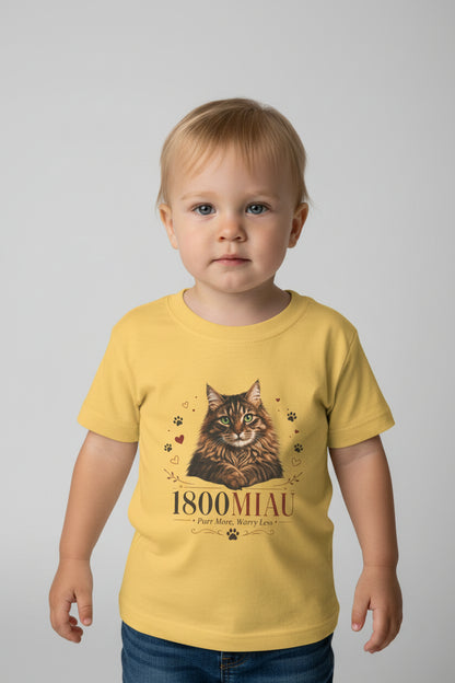 Unisex Toddler Cat Tee — 1800 MIAU Vintage Kitten Graphic Shirt