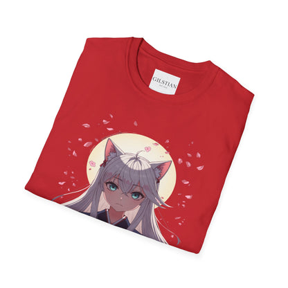 Unisex Anime Kitsune Fox Girl T-Shirt | Sakura Cherry Blossom Tee | Kawaii Aesthetic Shirt | Otaku Gift | Cotton Tee