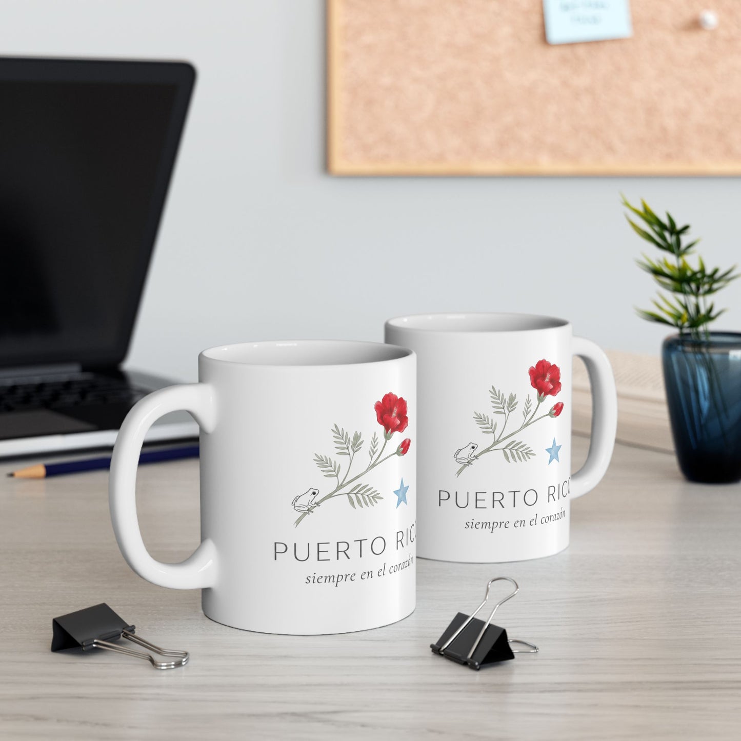 Mug Puerto Rico Siempre en mi Corazón — Taza Cerámica Floral Boricua 11oz