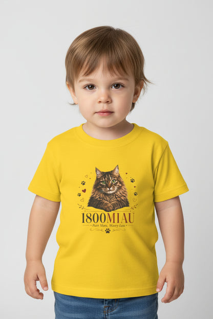 Unisex Toddler Cat Tee — 1800 MIAU Vintage Kitten Graphic Shirt