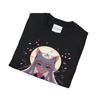 Unisex Anime Kitsune Fox Girl T-Shirt | Sakura Cherry Blossom Tee | Kawaii Aesthetic Shirt | Otaku Gift | Cotton Tee