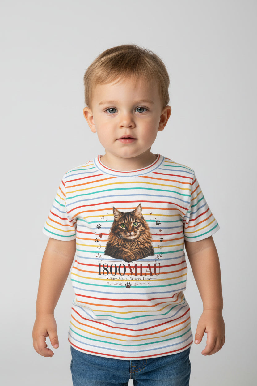 Unisex Toddler Cat Tee — 1800 MIAU Vintage Kitten Graphic Shirt