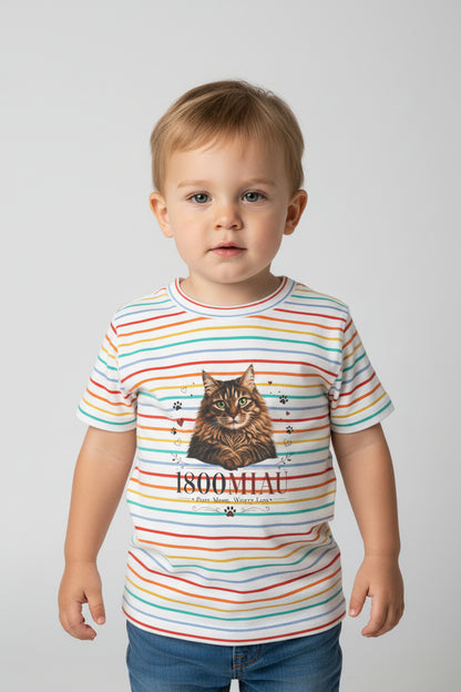 Unisex Toddler Cat Tee — 1800 MIAU Vintage Kitten Graphic Shirt