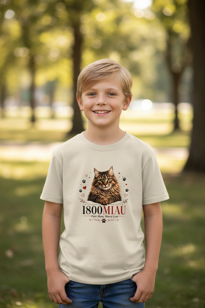 Youth Tee 1800MIAU Cat Graphic Shirt